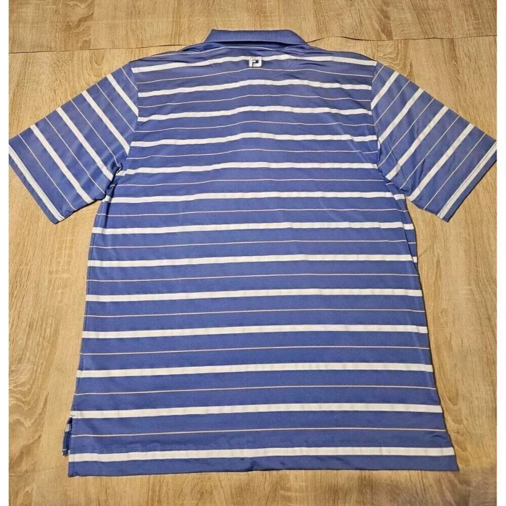 FootJoy FJ Short Sleeve Golf Polo Shirt Blue/White Striped Men’s Size XL
